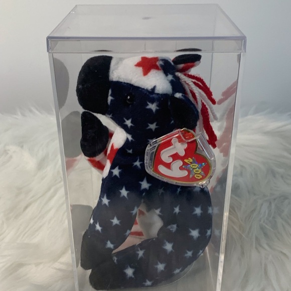 Ty (14) Lefty 2000 Beanie Babies Plush with Red, White, and Blue Stars - Picture 12 of 15